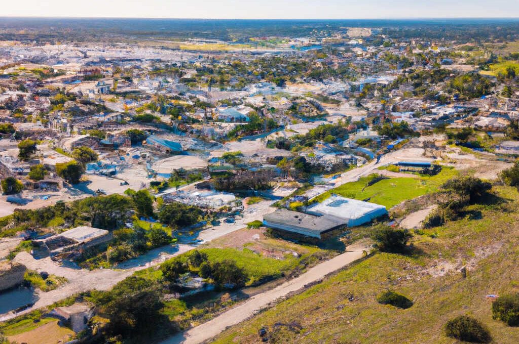 an aerial view of a small town with lots of houses at The Spanish Oaks
